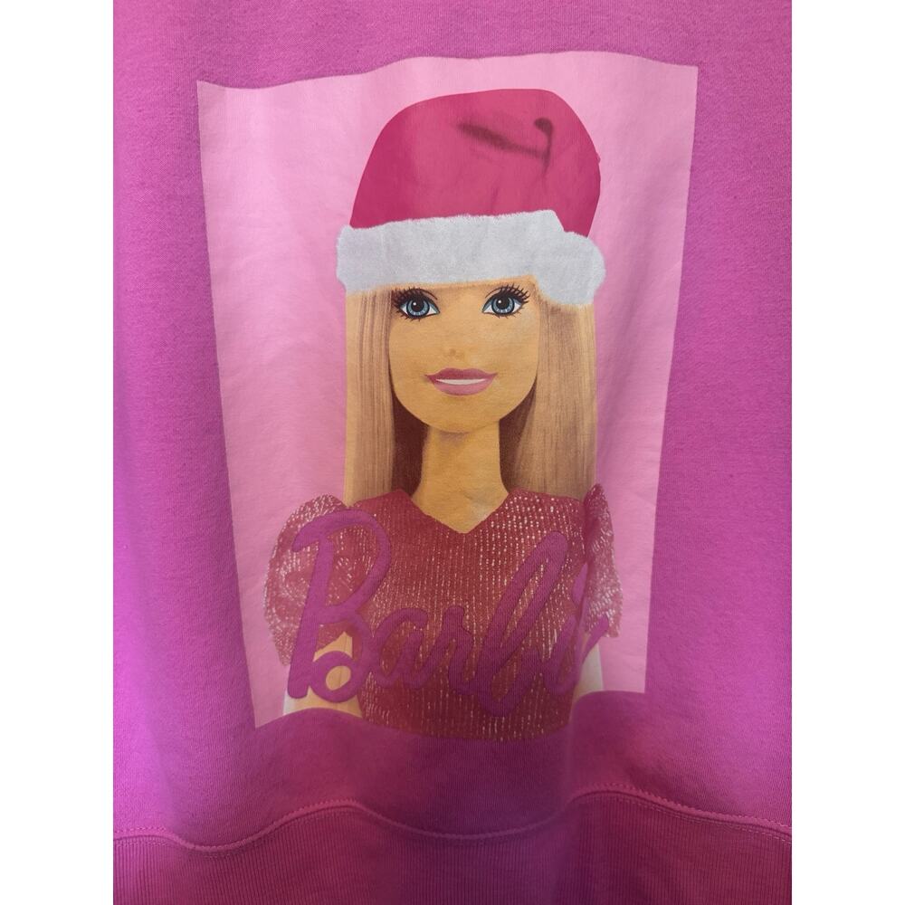 Barbie Pink Christmas Graphic Cropped Sweatshirt | Tag L Holiday Crewneck - Picture 3 of 6